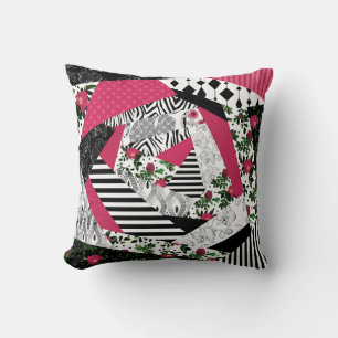 red patchwork, popular, patchwork throw pillow