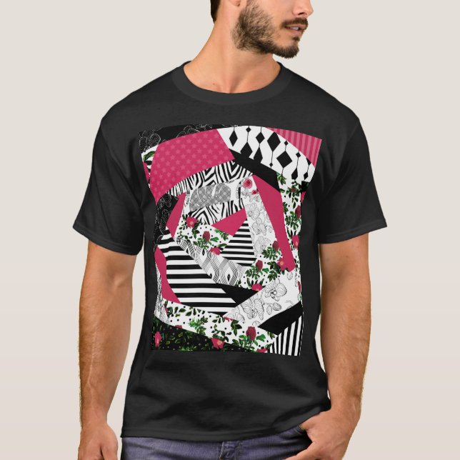 red patchwork, popular, patchwork throw pillow T-Shirt (Front)