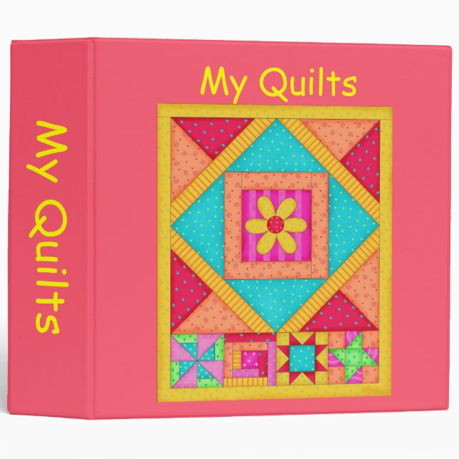 Red Patchwork Quilt Binder Album (Front/Spine)
