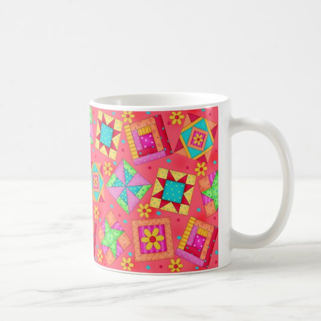 Red Patchwork Quilt Design Mug (Right)