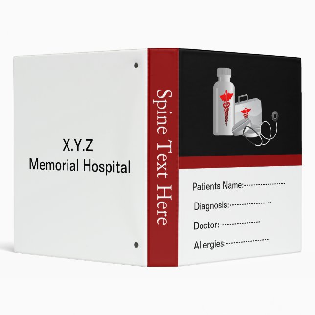 red patient's medical record book binder (Background)