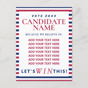Red Patriotic Political Republican Campaign Invitation Postcard