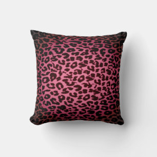 Red pattern leopard fur abstract throw pillow