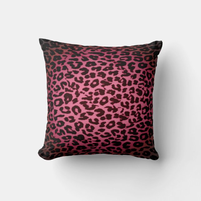 Red pattern leopard fur abstract throw pillow (Front)