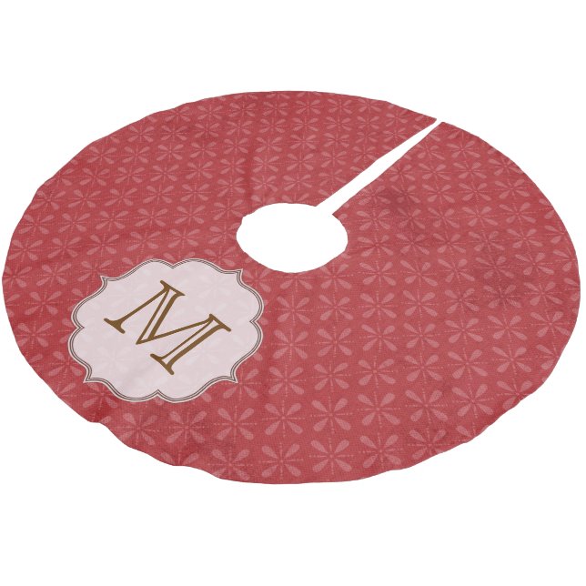 Red Pattern Winter Monogram Initial Tree Skirt (Angled)