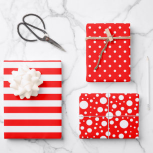 Red Patterns Wrapping Paper Sheet Set
