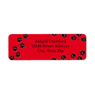 Red Paw Print - Address Label