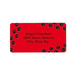 Red Paw Print - Address Label