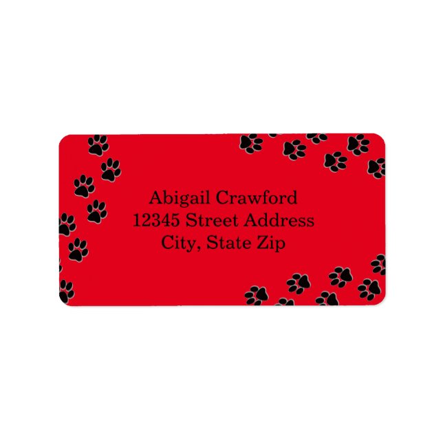 Red Paw Print - Address Label (Front)