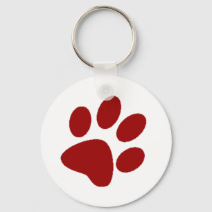 Red Paw Print Keychain