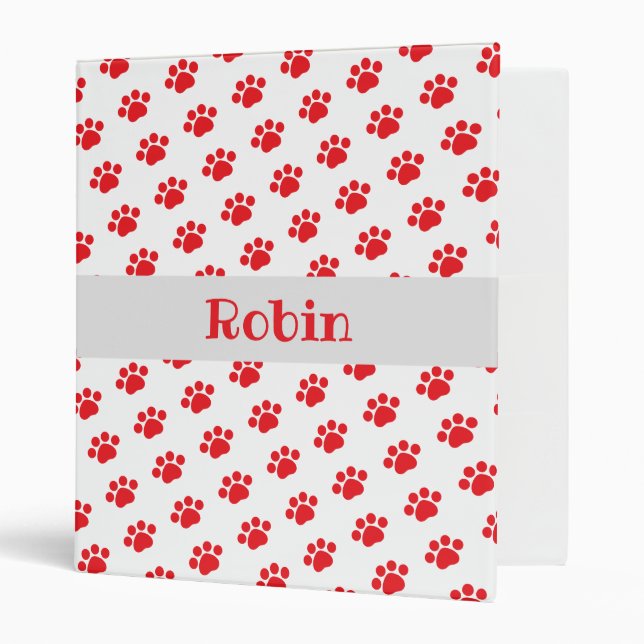 Red Paw Print Pattern Binder (Front/Inside)