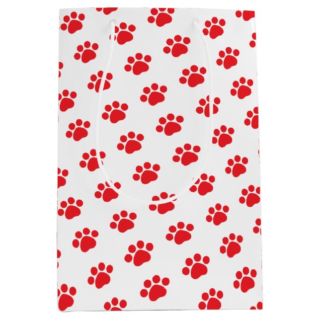 Red Paw Print Pattern Medium Gift Bag (Front)