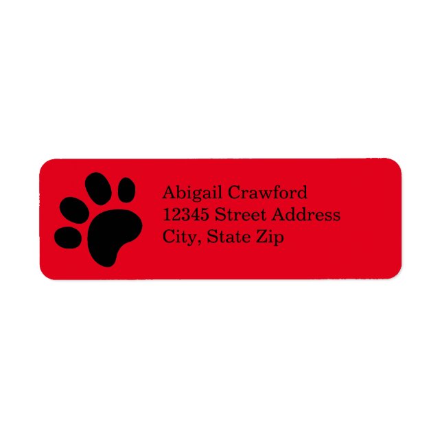 Red Paw Print - Return Address Label (Front)