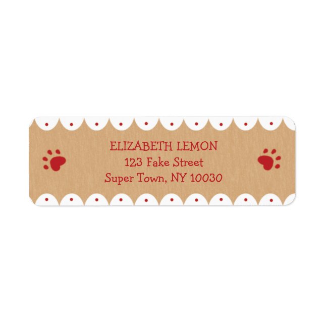 Red Paw Prints Small Address Labels (Front)