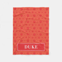 Red Paws Monogram Pet Fleece Blanket