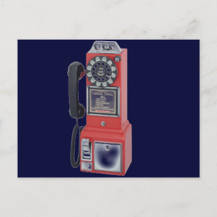 RED PAY PHONE POSTCARD