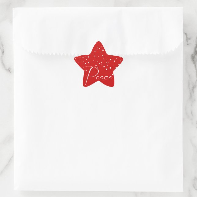Red Peace Holiday Christmas Star Sticker (Bag)