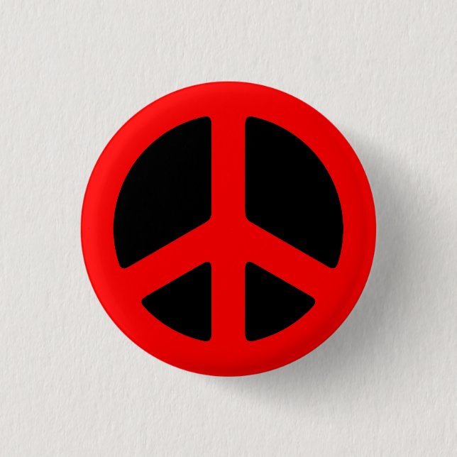 Red Peace Sign 1 Inch Round Button (Front)