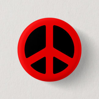 Red Peace Sign 1 Inch Round Button