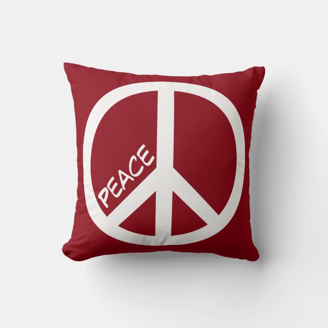 Red Peace Sign Pillow (Front)