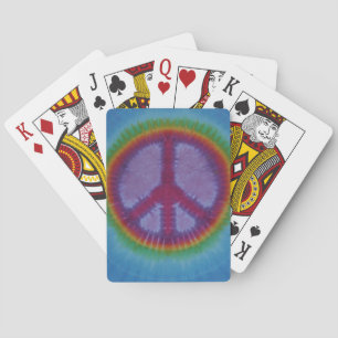 Red Peace Sign Tie Dye Bicycle Playing Cards