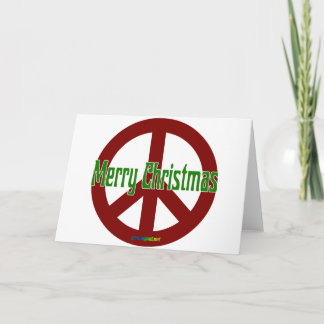 Red Peace sign with Merry Christmas Holiday Card