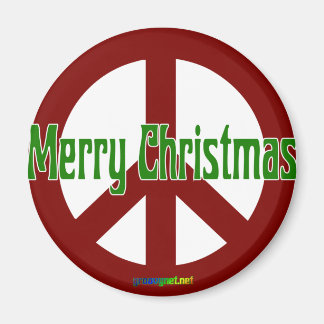 Red Peace sign with Merry Christmas Magnet
