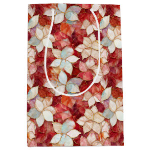 Red Peach Pearl Floral Medium Gift Bag