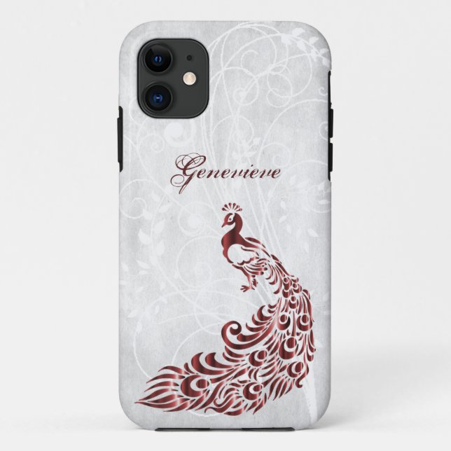 Red Peacock Personalized Case-Mate iPhone Case (Back)