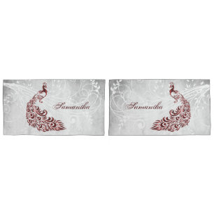 Red Peacock Personalized Pillowcases