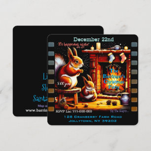 Red  Peanut Squirrel Family Christmas Party Invitation