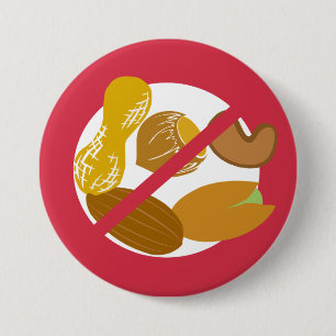 Red Peanut Tree Nut Free Nut Allergy Kids 3 Inch Round Button
