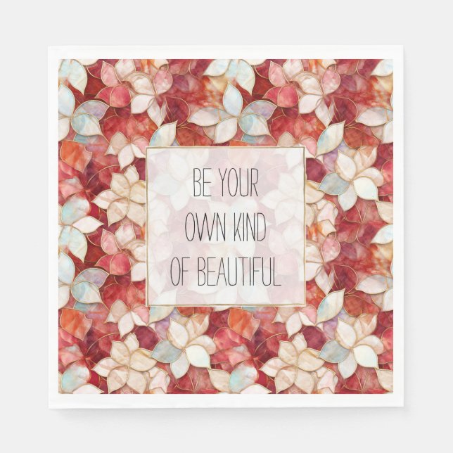 Red Pearl Peach Flowers Napkin (Front)