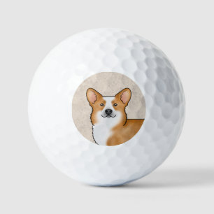 Red Pembroke Welsh Corgi Cute Dog Head Portrait Golf Balls