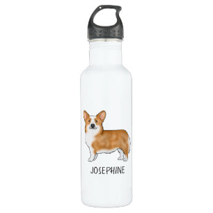 Red Pembroke Welsh Corgi Cute Dog With Custom Name 710 Ml Water Bottle