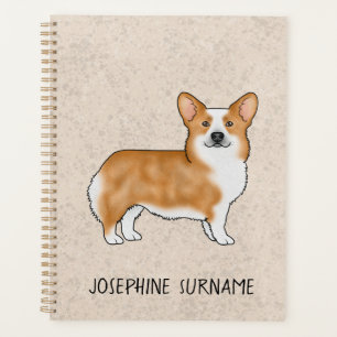 Red Pembroke Welsh Corgi Dog With Custom Name Planner
