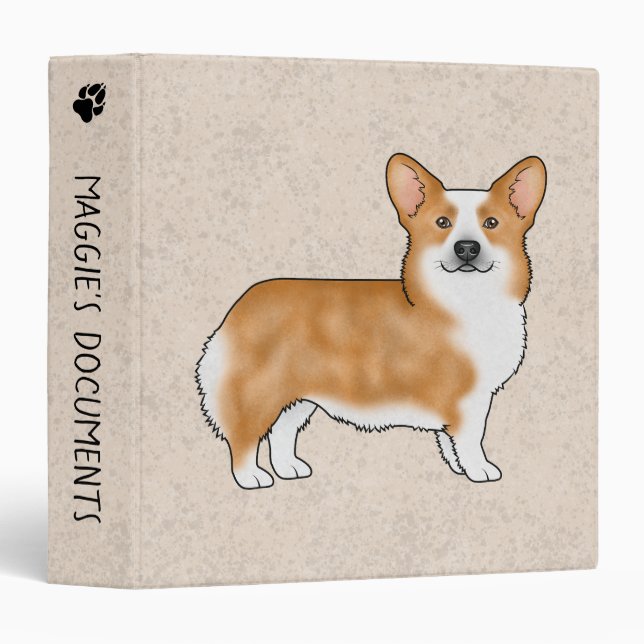 Red Pembroke Welsh Corgi Dog With Custom Text Binder (Front/Spine)