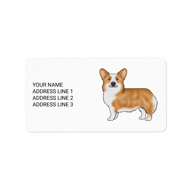 Red Pembroke Welsh Corgi Dog With Custom Text Label (Front)