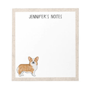 Red Pembroke Welsh Corgi Dog With Custom Text Notepad