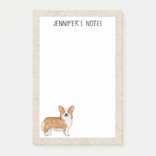 Red Pembroke Welsh Corgi Dog With Custom Text Post-it Notes