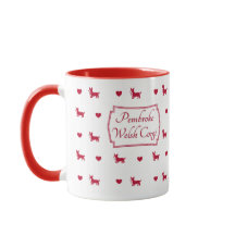 Red Pembroke Welsh Corgi Mug With Hearts