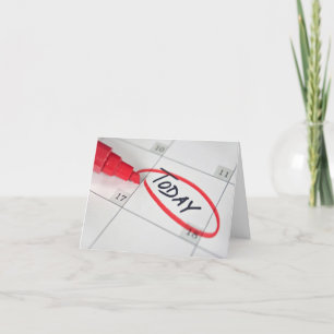 red pen and circle on calendar card