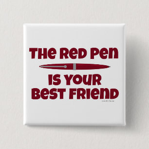 Red Pen Editor Best Friend Writing Process 2 Inch Square Button