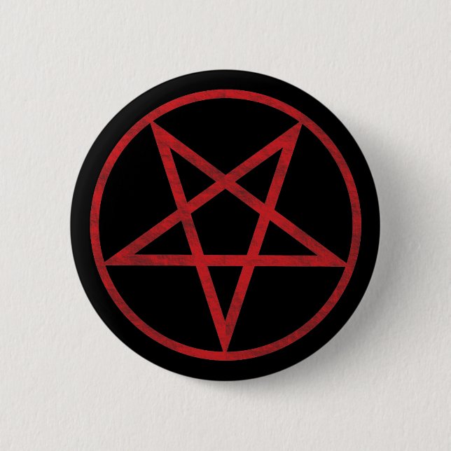 Red Pentagram 2 Inch Round Button (Front)