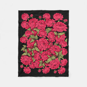 Red Peonies Fleece Blanket