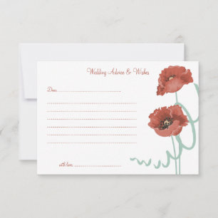 Red Peonies Mariage Conseils & Wish Cartes