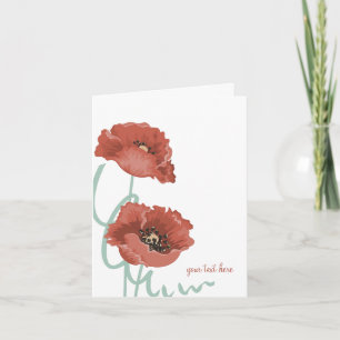 Red Peonies Personalized Note Cards