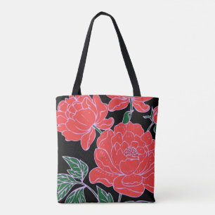 Red Peonies Tote Bag
