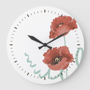 Red Peonies Wall Clock