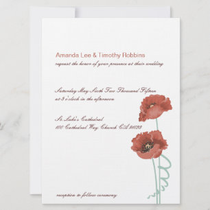 Red Peonies Wedding Invitation